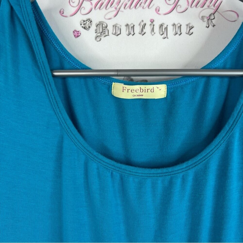 Freebird top peplum long sleeve long style shirt Vibrant Blue Top - Picture 5 of 9